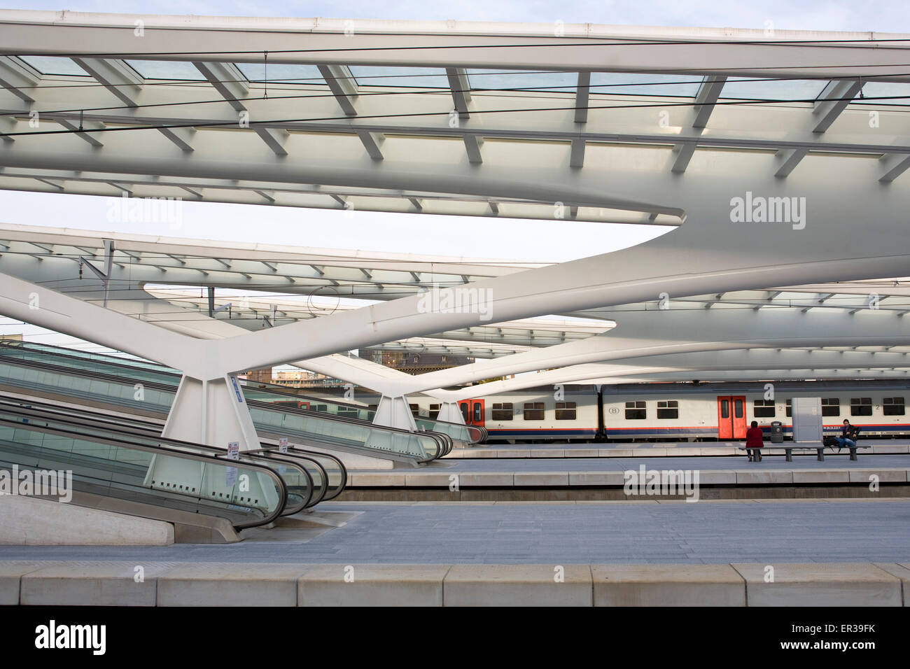 Europa, Belgien, Lüttich, Plattformen der Bahnhof Liège-Guillemins, Architekt Santiago Calatrava Europa, Belgien, Luetti Stockfoto