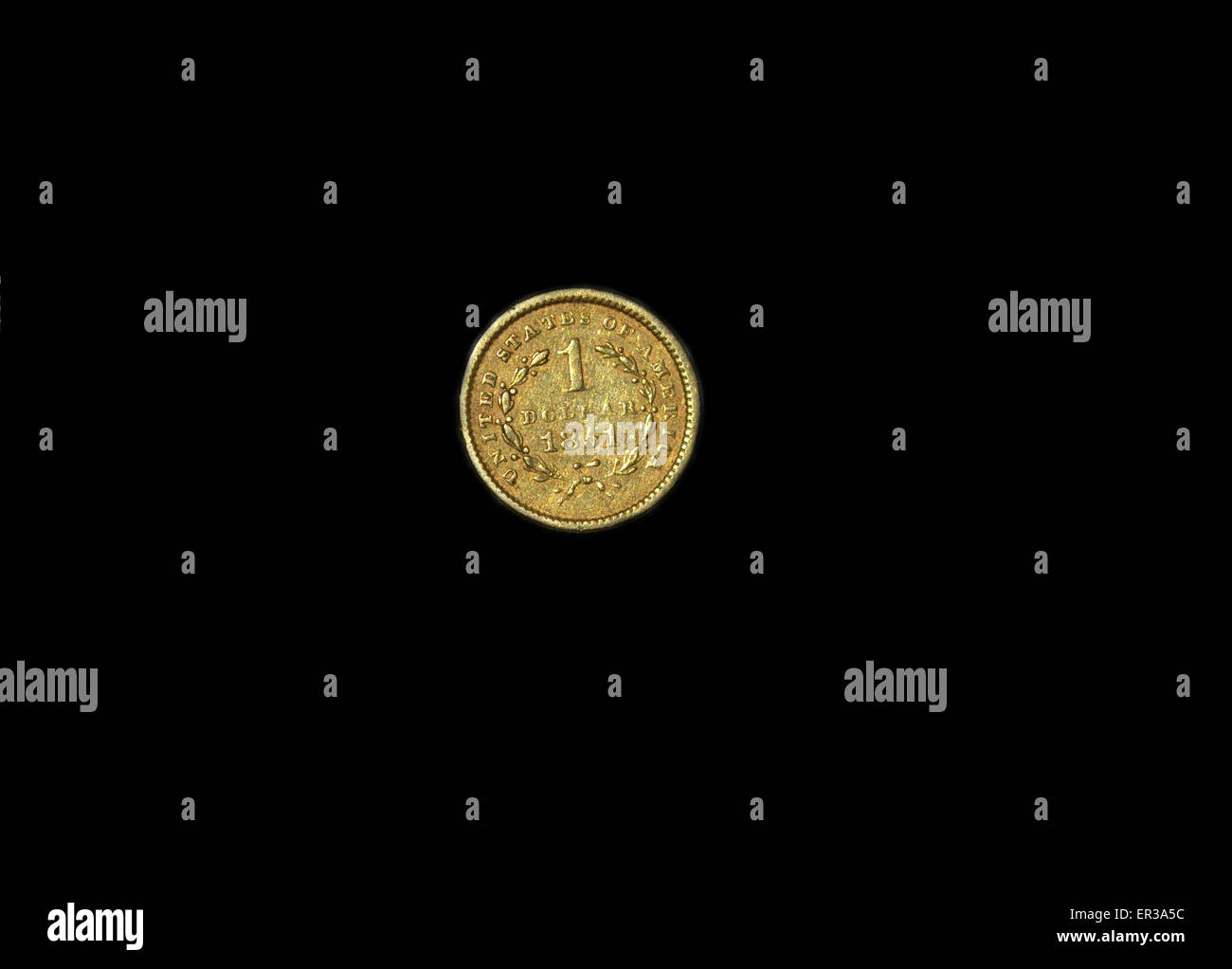 Dollar Reverse Seite ein Dollar Antike Goldmünze aus dem Bürgerkrieg Zeiten Stockfoto