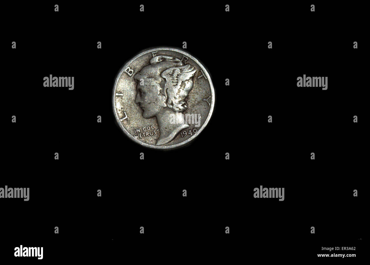 Mercury Dime Liberty Dime 1916-1945 Seite oder Gesicht Vorderseite Stockfoto