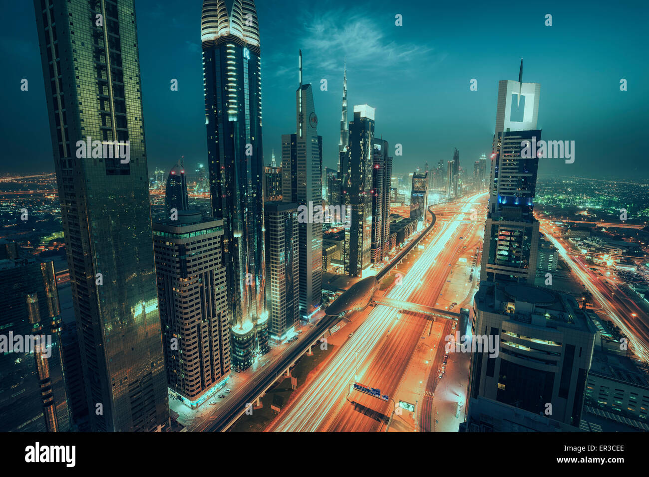 Skyline von Dubai, Vereinigte Arabische Emirate Stockfoto