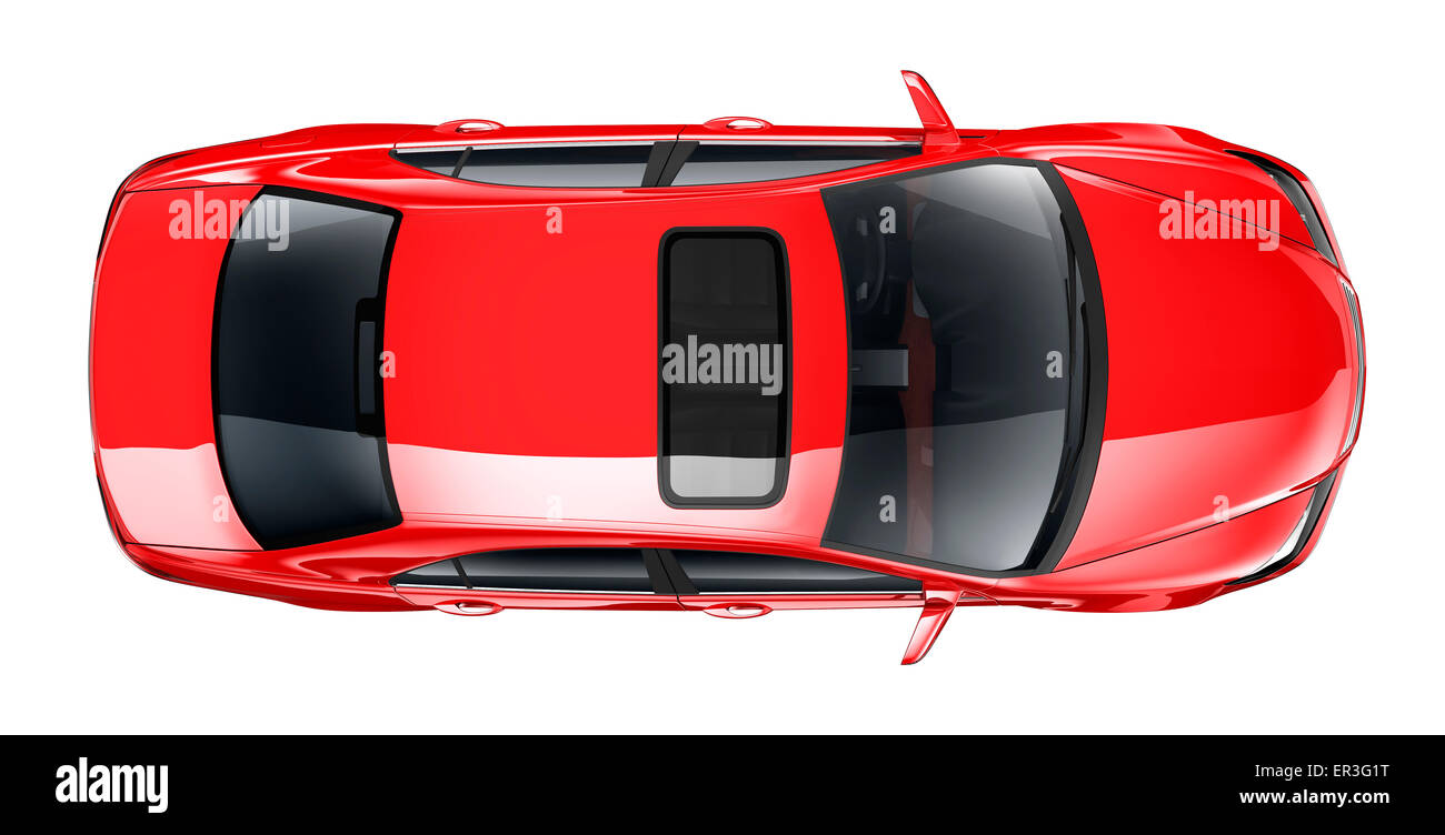 Isolierte RED CAR auf weiß Stockfoto