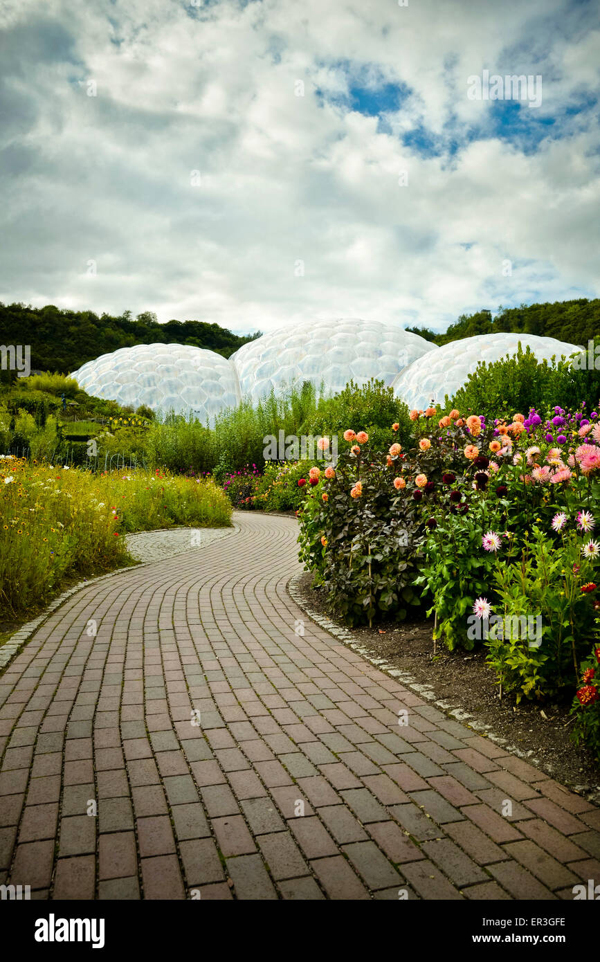 Geodätische Biodomes, Eden Project, Cornwall, England Stockfoto