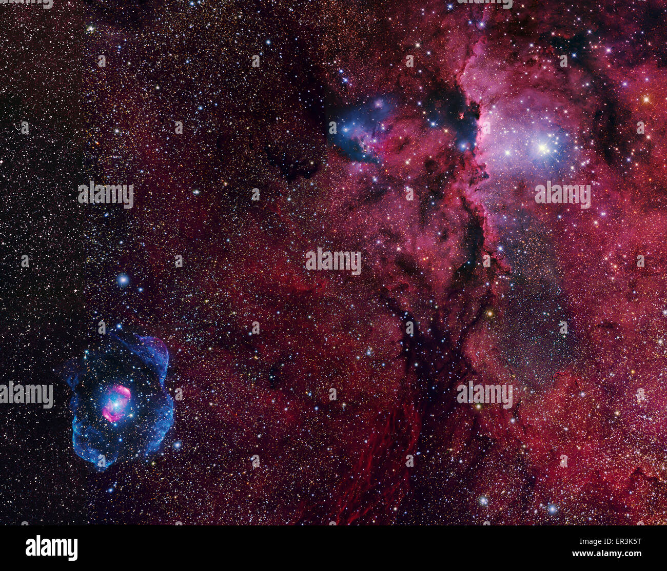Emissionsnebel NGC 6188 mit der hellen offenen 6193, Sternentstehung Clusterregion in Ara. Stockfoto