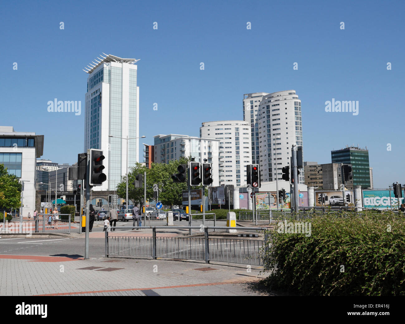 Cardiff City Centre Skyline Wales Großbritannien, Tall Building Structures City scape Stockfoto