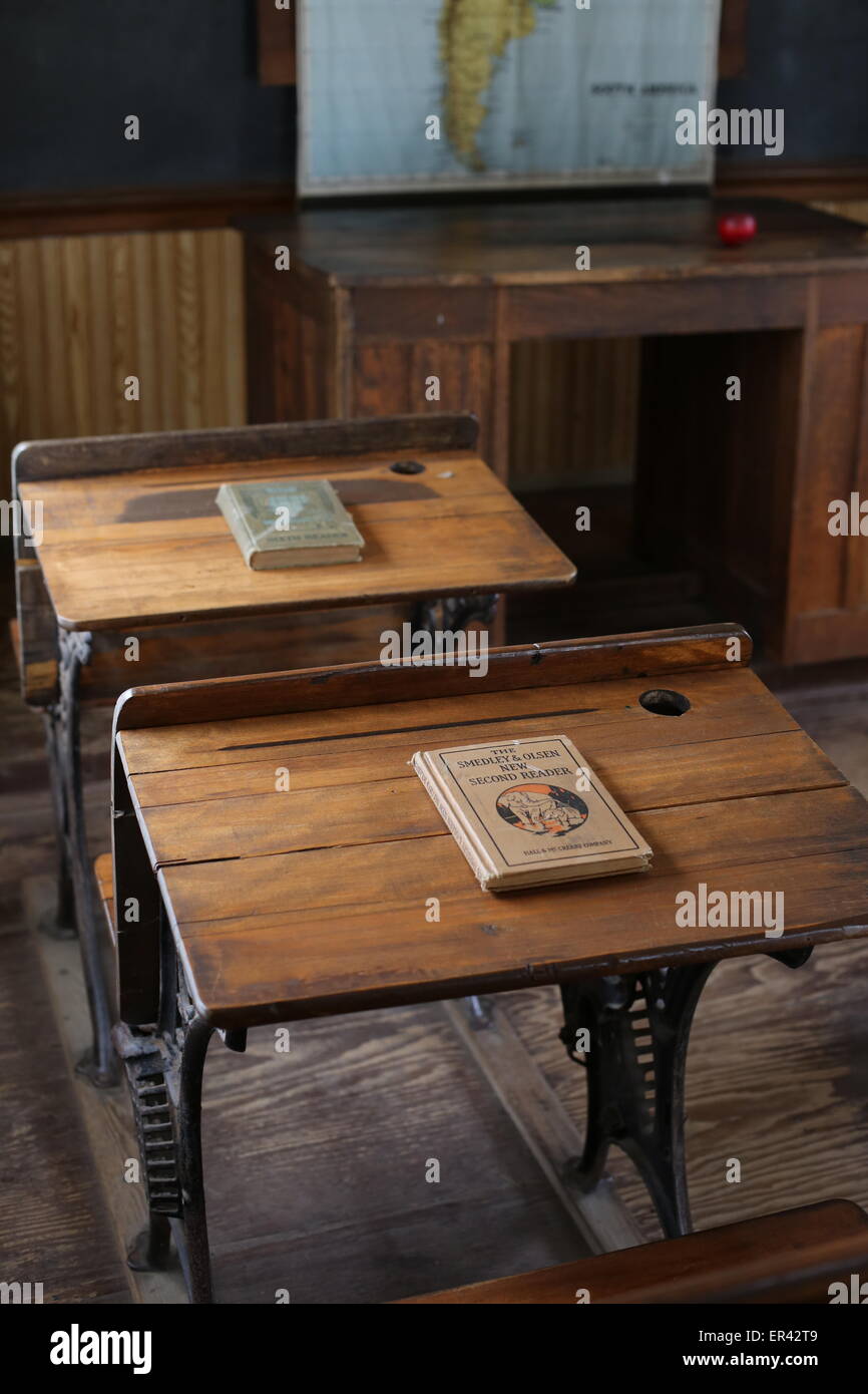 Erholung von einem alten Schulhaus an der Laura Ingalls Wilder Museum in Walnut Grove, Minnesota. Stockfoto