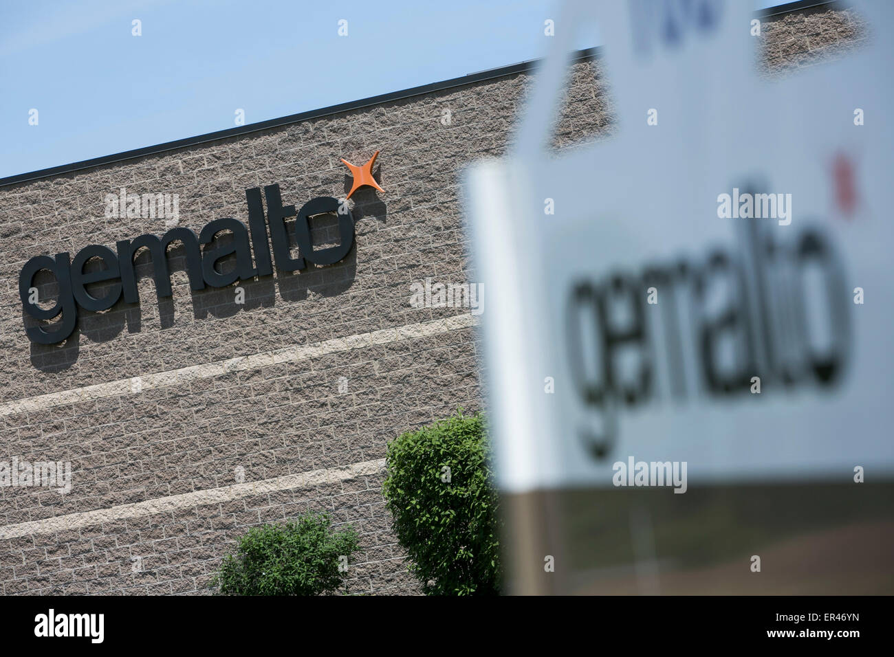 Ein Logo Zeichen außerhalb einer Einrichtung mit SIM-Karte vom Hersteller Gemalto in Montgomeryville Pennsylvania betriebenen. Stockfoto