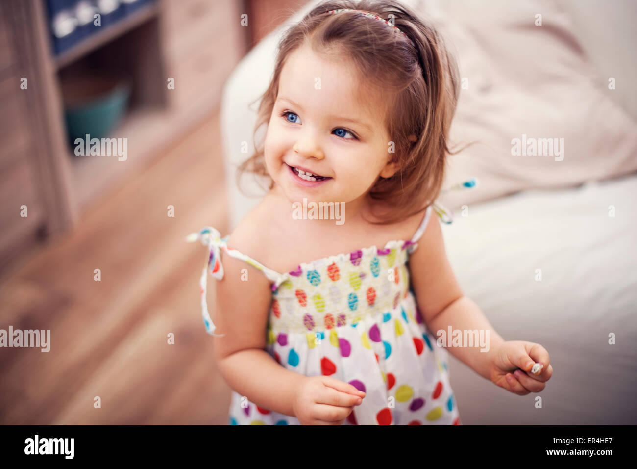 Porträt der niedliche kleine Mädchen. Debica, Polen Stockfoto