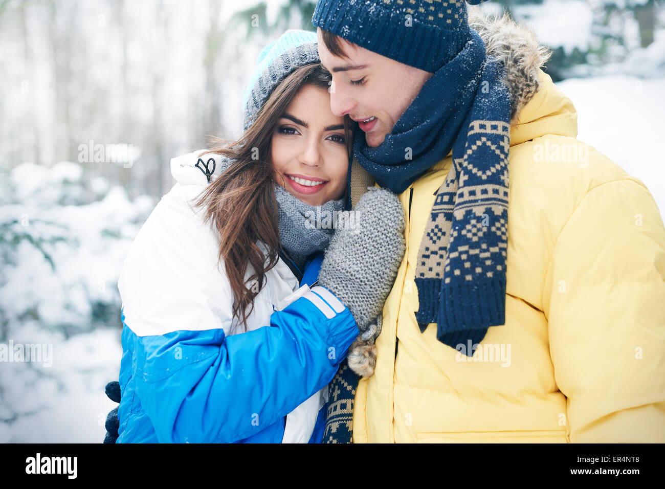 Romantische Zeit in Wintertag. Debica, Polen Stockfoto