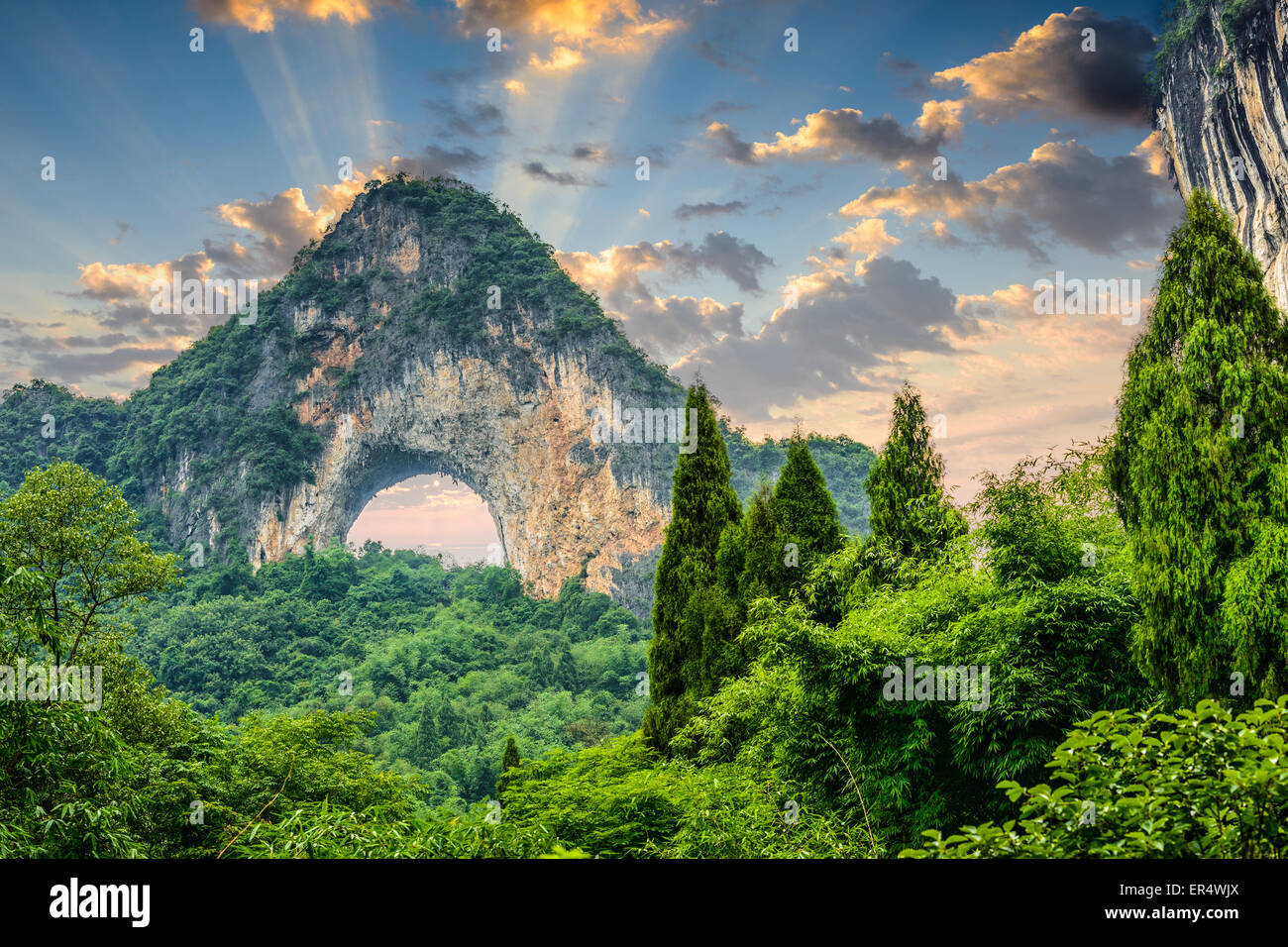 Moon Hill, Yangshuo, China. Stockfoto