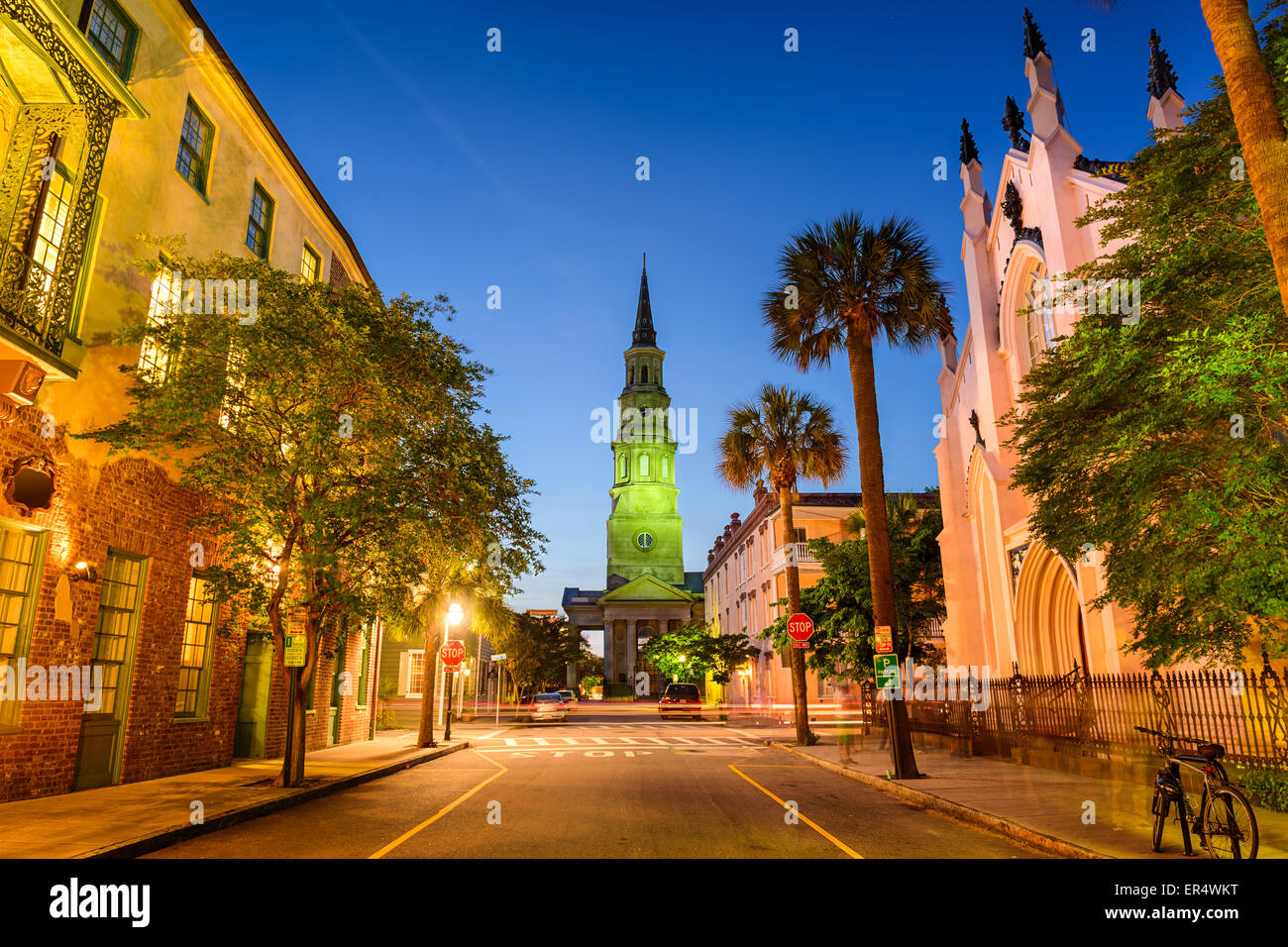 Charleston, South Carolina, USA in der Church Street. Stockfoto