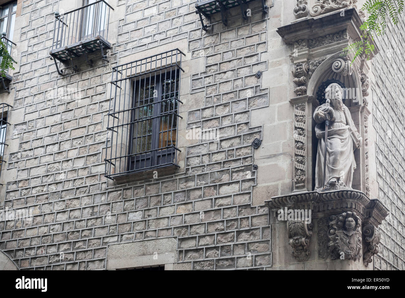 Barcelona. Religiöse Bild im Barri del Raval. Stockfoto