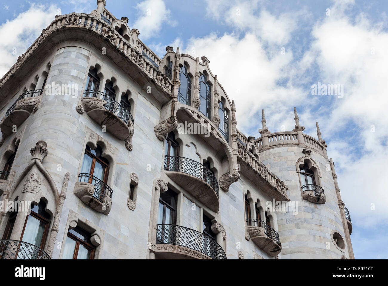 Barcelona. Casa Fuster, modernistischen Gebäude von Lluis Domenech i Montaner. Stockfoto