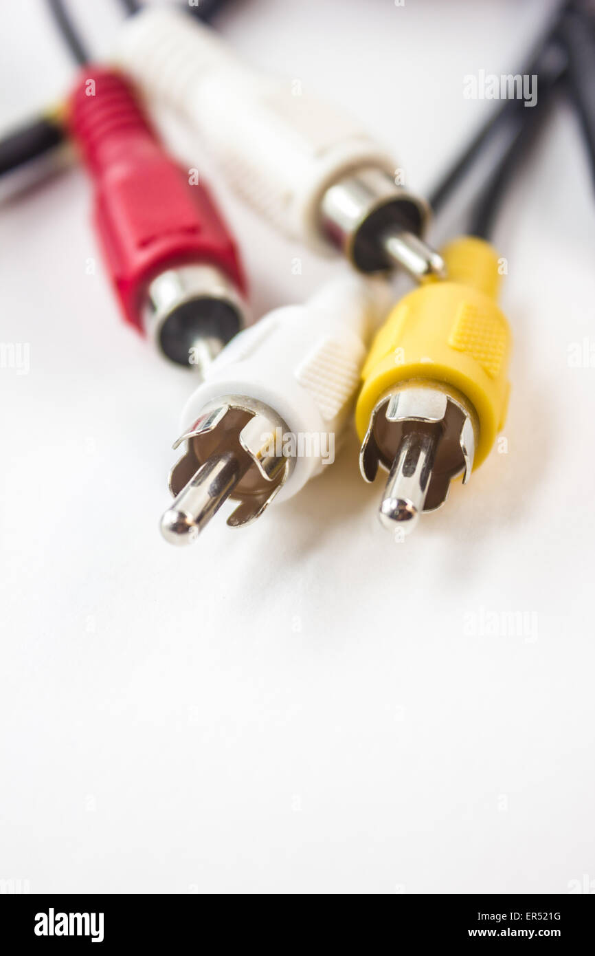 RGB-Kabel und Anschlüsse Details. Plakat-Hintergrund. Stockfoto