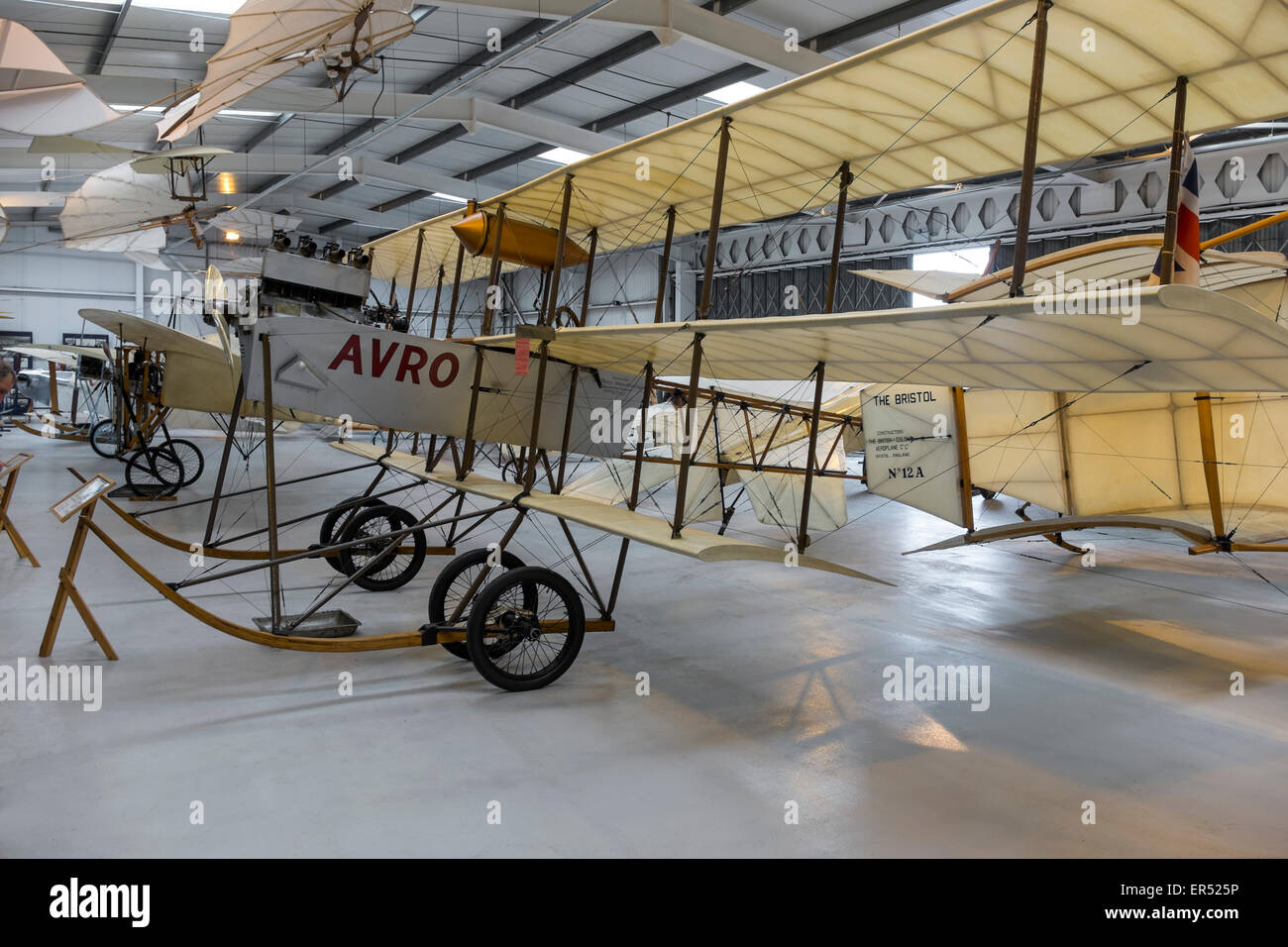 1911 Avro Dreidecker Replik, The Shuttleworth Collection, Old Warden Aerodrome, Bedfordshire Stockfoto