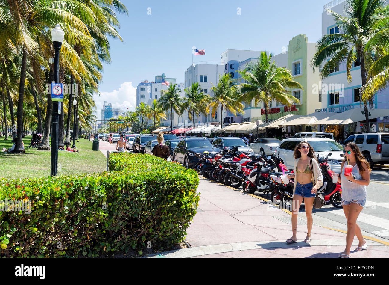 Blick auf Miami Beach, Florida und Umgebung: die Stadt bei Tageslicht Stockfoto