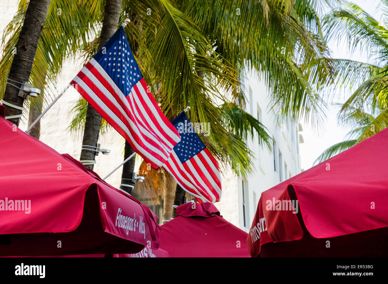 Blick auf Miami Beach, Florida und Umgebung: die Stadt bei Tageslicht Stockfoto