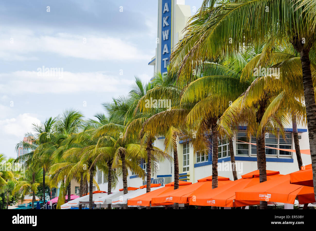 Blick auf Miami Beach, Florida und Umgebung: die Stadt bei Tageslicht Stockfoto