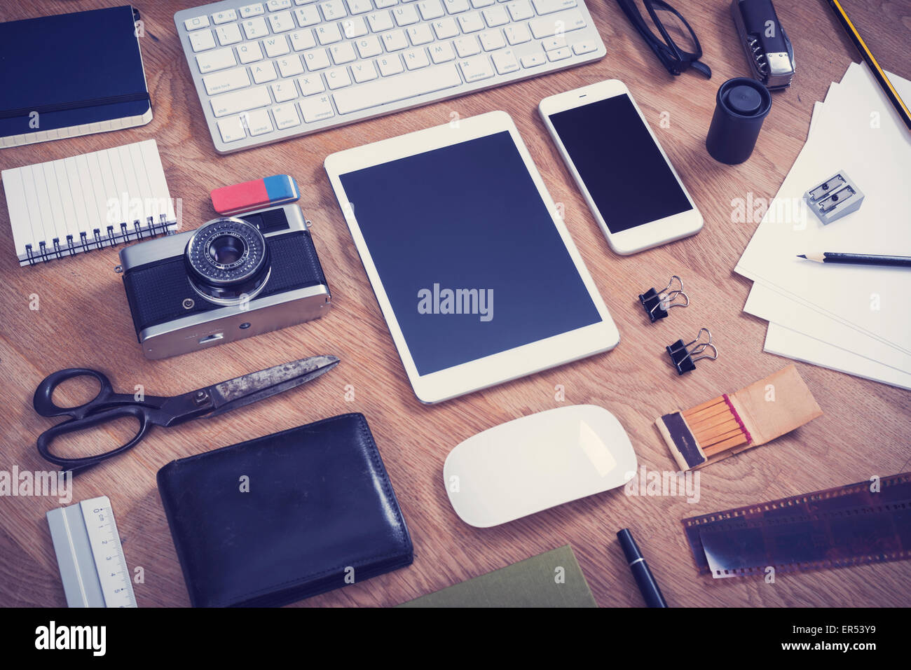 Vintage-Stil responsive Webdesign-Mock-up oder Held-Header für website Stockfoto