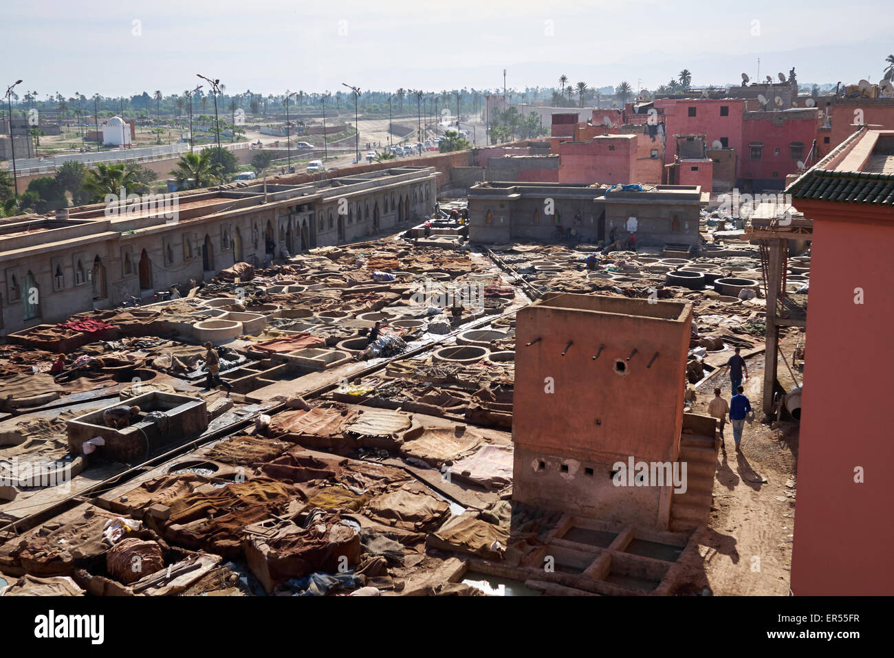 Die Gerbereien in der Medina Bezirk, Marrakesch, Marokko, Nordafrika Stockfoto