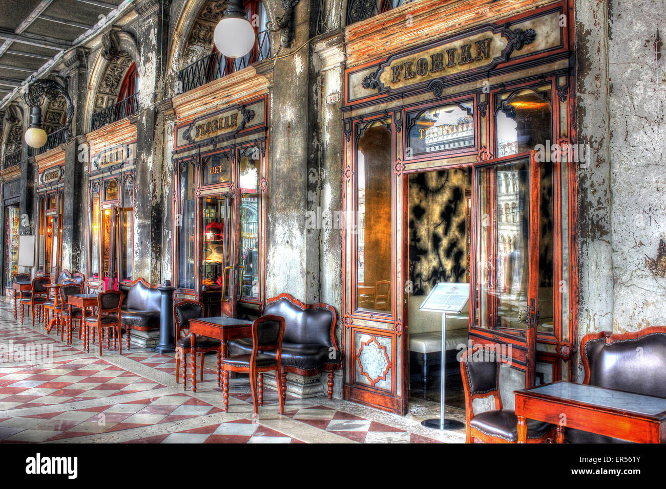 Berühmte Café Florian, Piazza San Marco, Venedig, Veneto, Italien Stockfoto