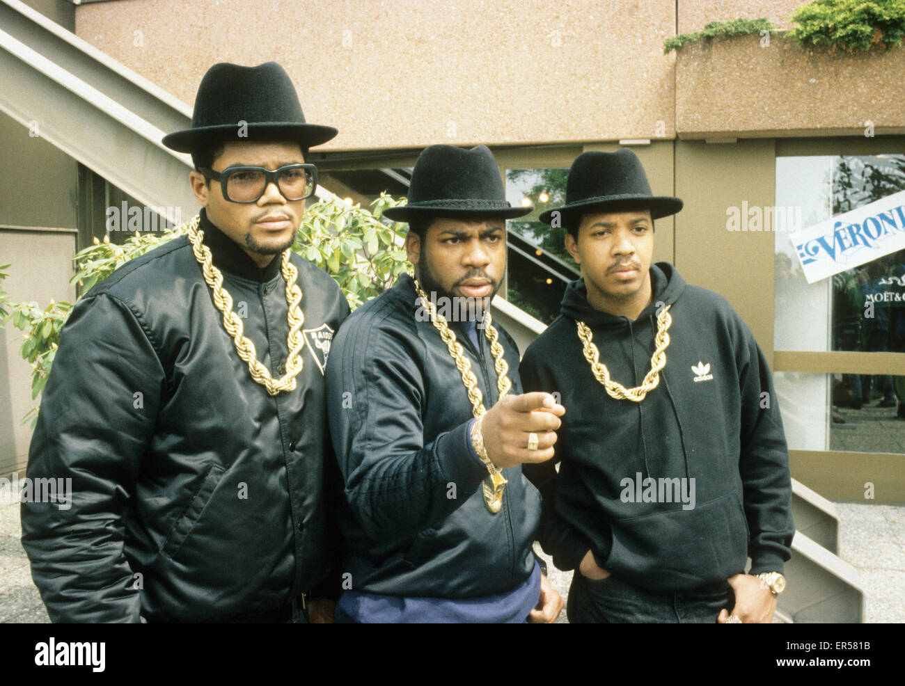 RUN DMC U.S. Hip-Hop-Gruppe über 1984 Stockfoto