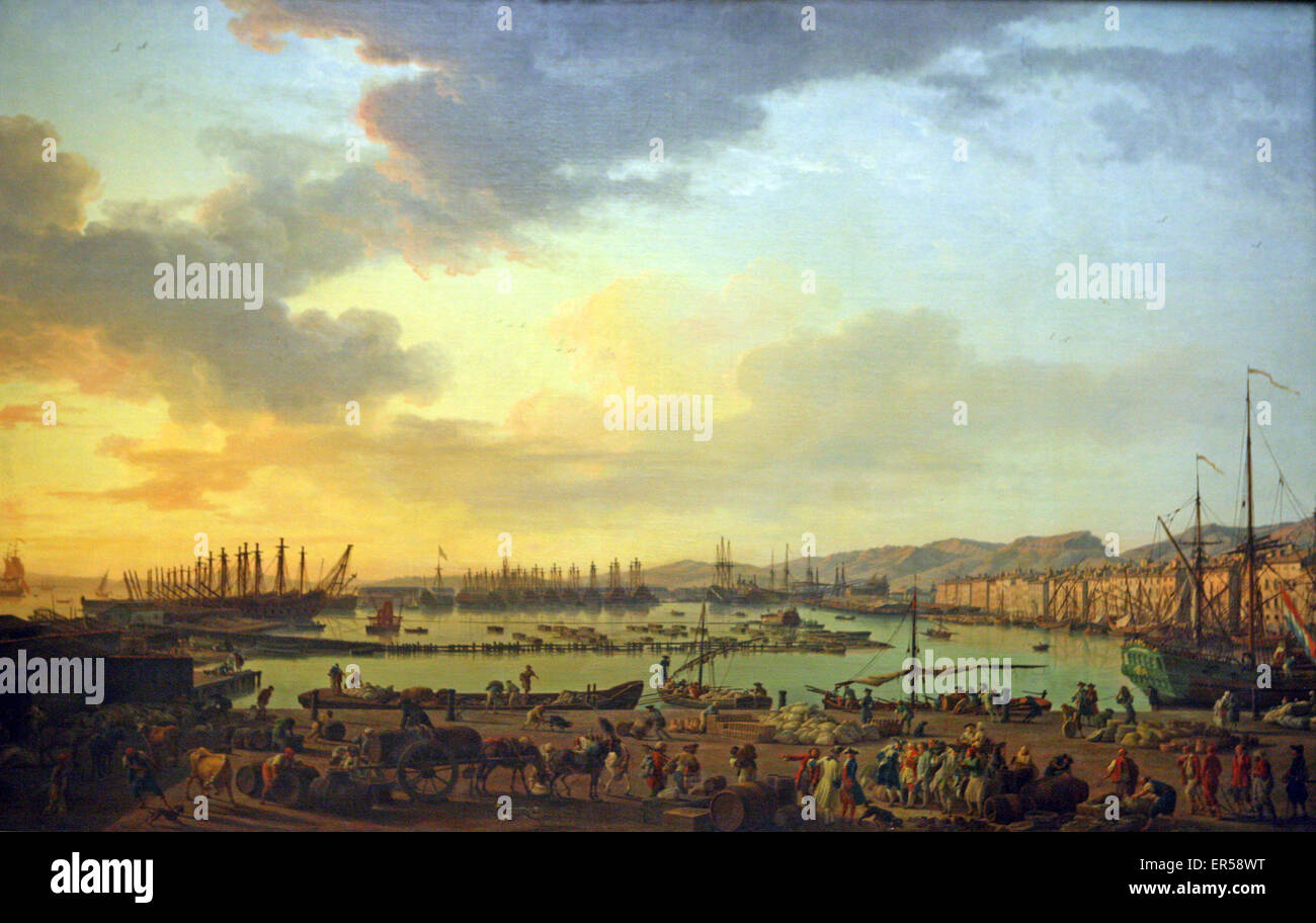 Der alte Hafen von Toulon 1755 Stockfoto