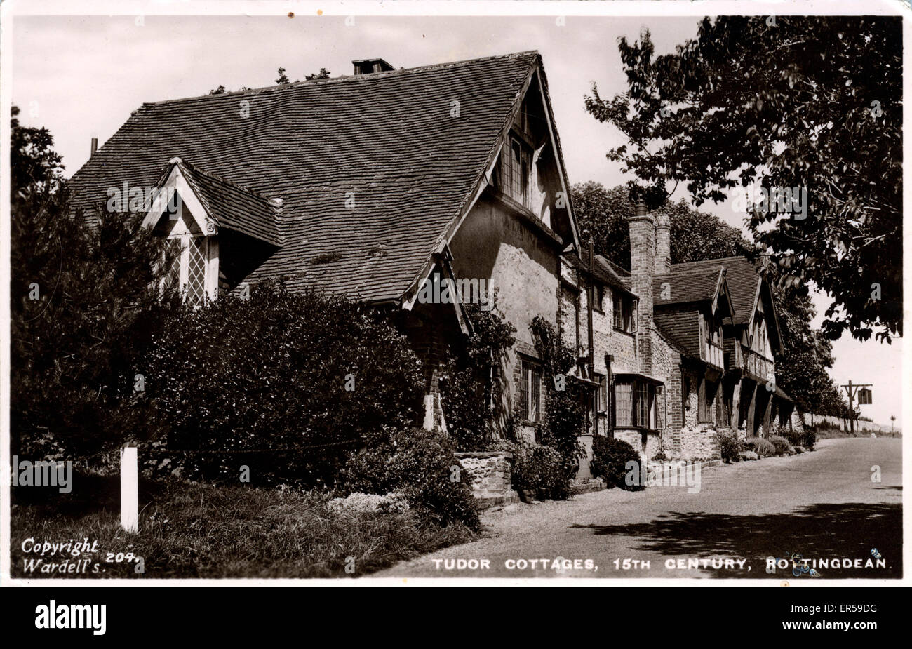 Tudor Cottages aus dem 15.. Jahrhundert, Rottingdean, Sussex Stockfoto