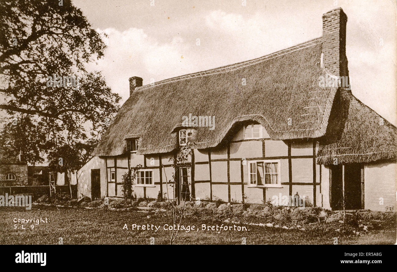 Strohgedeckten Hütte, Bretforton, Evesham, Worcestershire, England.  1930er Jahre Stockfoto