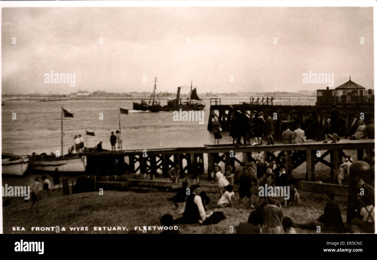 Sea Front & Wyre Flussmündung, Fleetwood, Lancashire Stockfoto