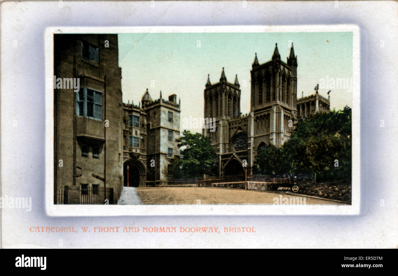 Kathedrale - Westfront & Norman Doorway, Bristol, Bristol Co Stockfoto