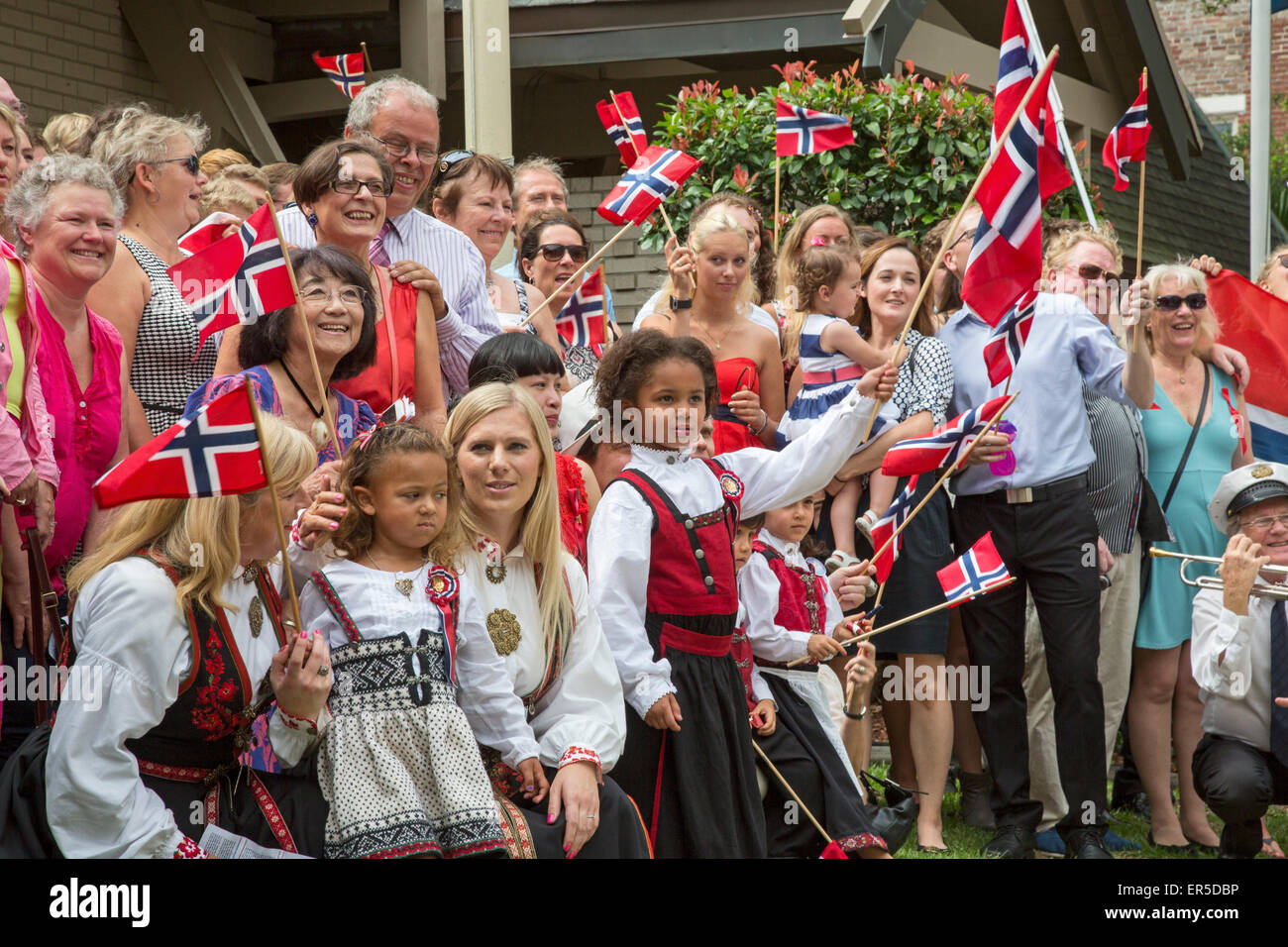 New Orleans, Louisiana - Norwegisch-Amerikaner versammeln sich an der norwegischen Seemannskirche, Tag der Verfassung zu feiern. Stockfoto