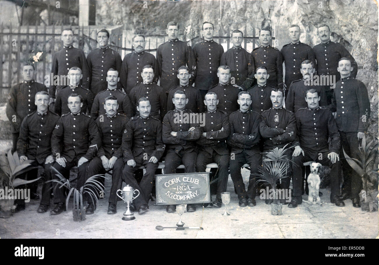 Königliche Garnison-Artillerie - 55 Unternehmen - Cork Club, England.  1908/9 Stockfoto