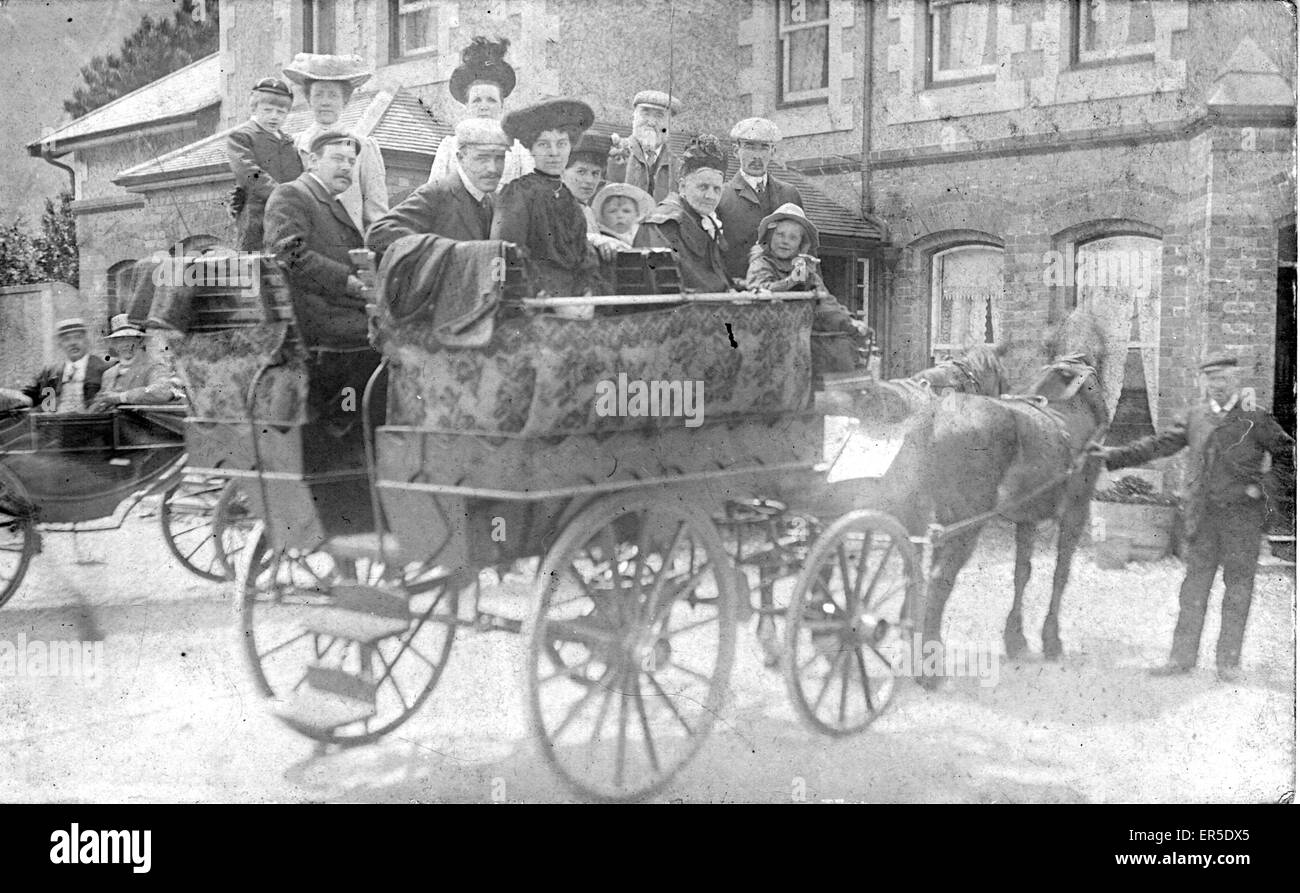 Pferd und Wagen mit Passagieren, Douglas, Insel man Stockfoto