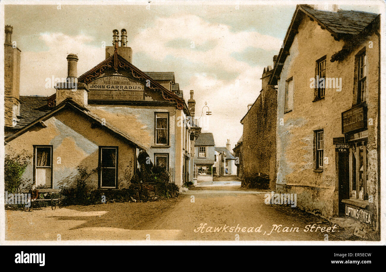 The Village & Red Lion Hotel, Hawkshead, Cumbria Stockfoto