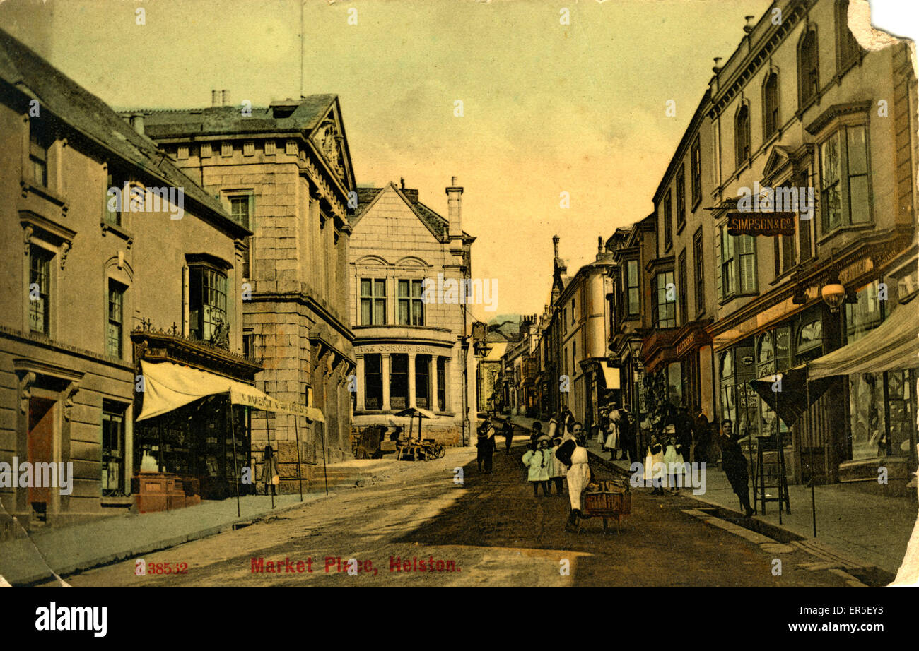 Marktplatz, Helston, Cornwall Stockfoto