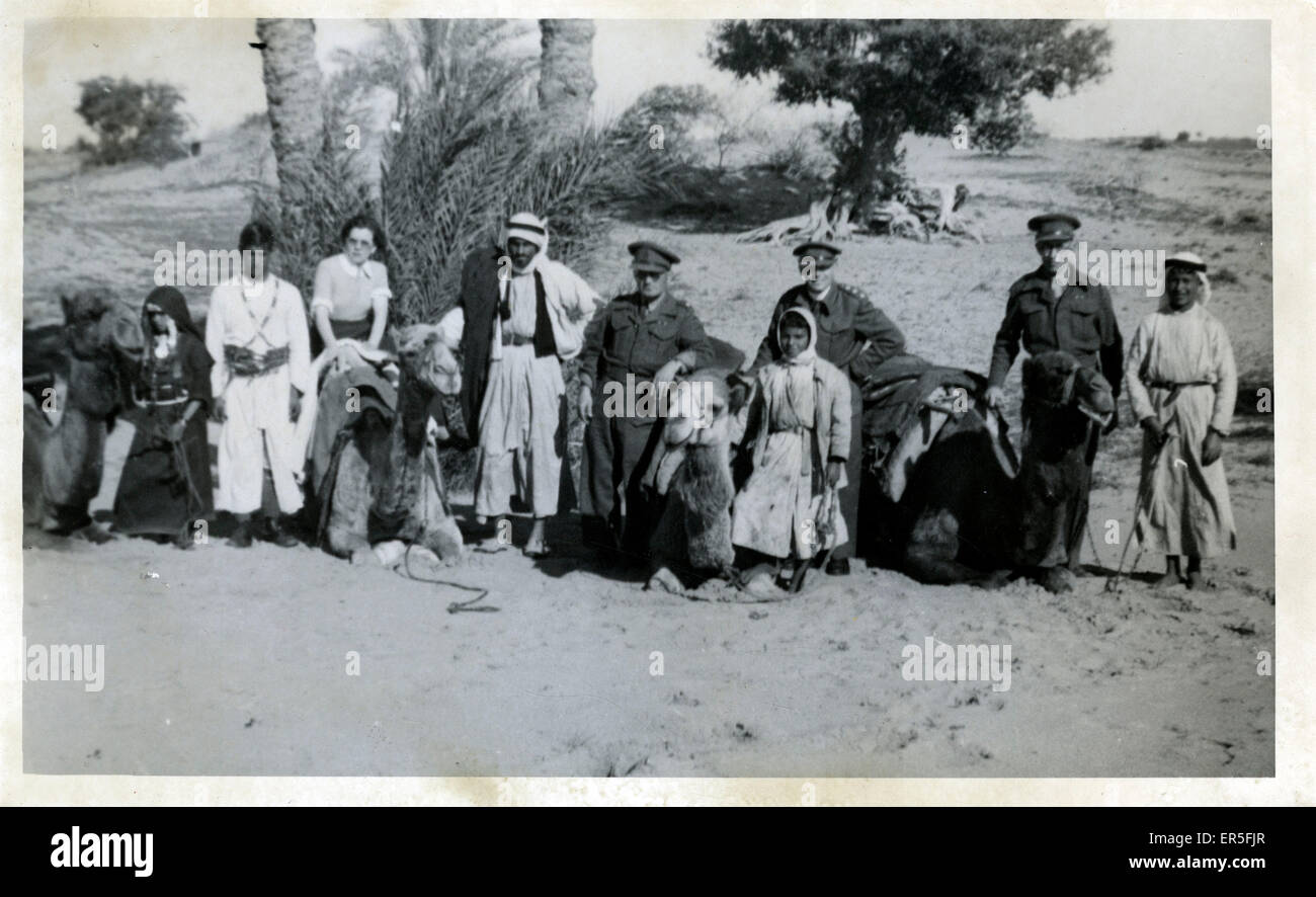 WW2 Offiziere, Araber und Kamele Stockfoto