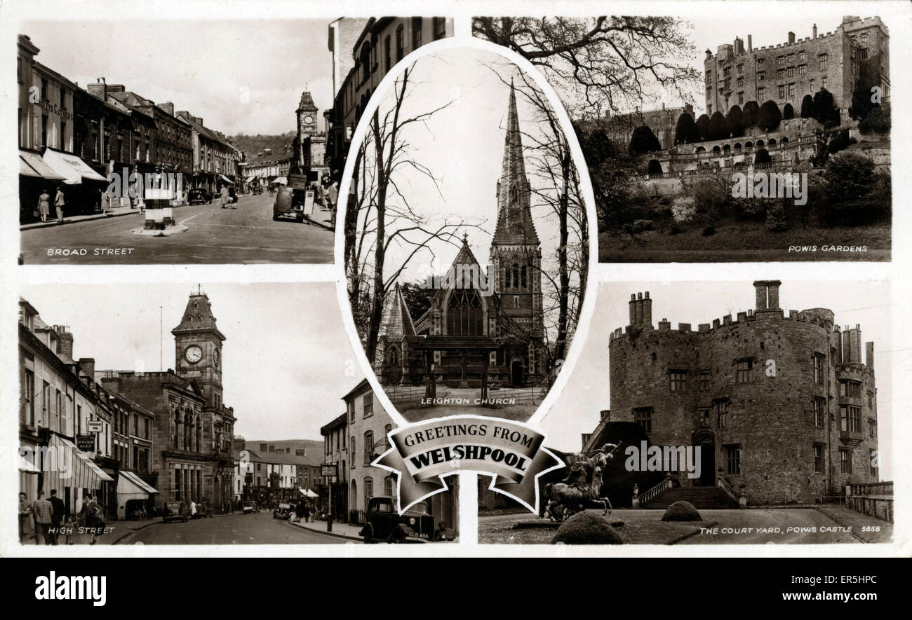 Multiview Card, Welshpool, Montgomeryshire Stockfoto
