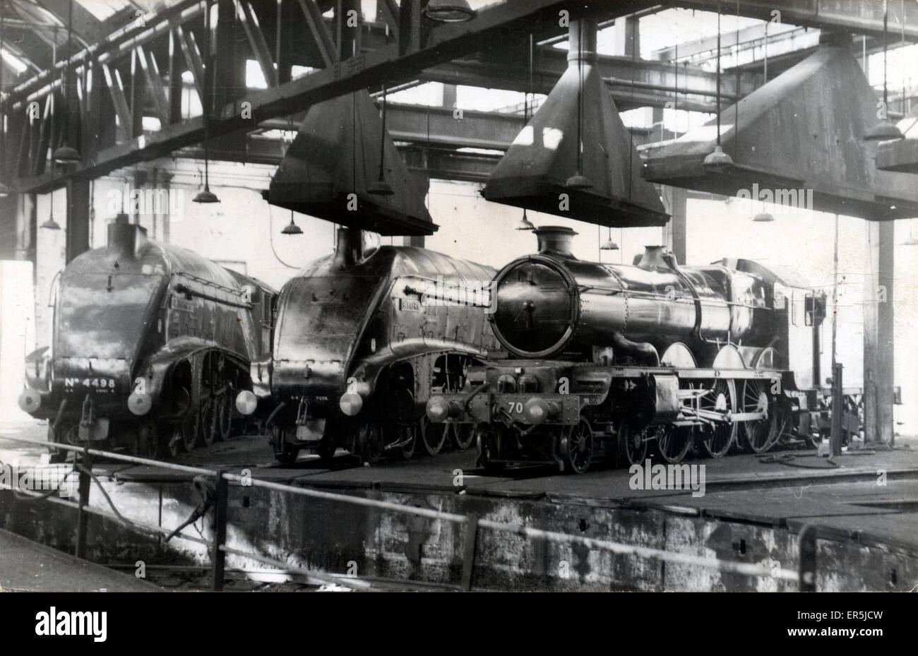 A4 pazifische Lokomotiven Sir Nigel Gresley, Bittern und Clan C. Stockfoto