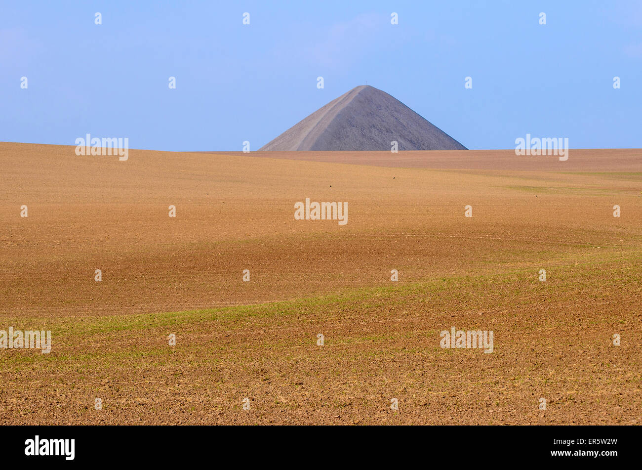 Bergehalde in der Nähe von Eisleben, Mansfelder Land, Sachsen-Anhalt, Deutschland, Europa Stockfoto