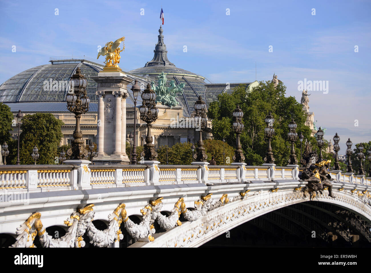 Pont Alexandre, Grand Palais im Hintergrund, Paris, Frankreich, Europa Stockfoto