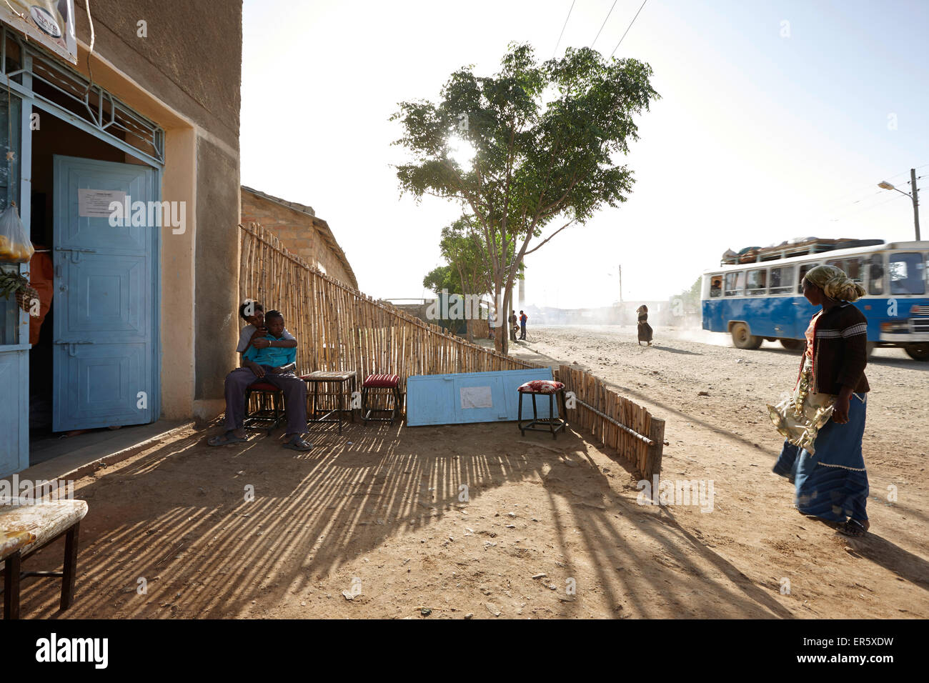 Terrasse von einem Saft stehen, Hawzien, Tigray Region, Äthiopien Stockfoto