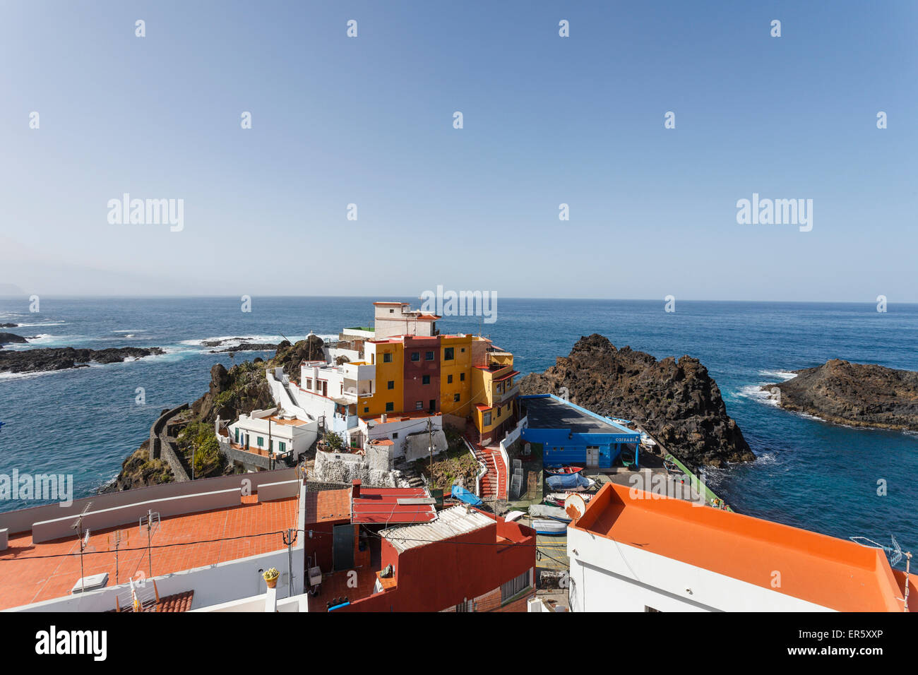 El Pris, Dorf mit Fischerhafen, Atlantik, Teneriffa, Kanarische Inseln, Spanien, Europa Stockfoto