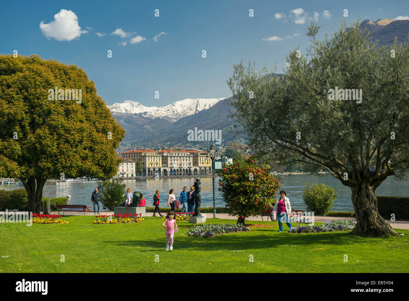 Seeufer in Paradiso, Lugano, Lago di Lugano, Kanton Tessin, Schweiz Stockfoto