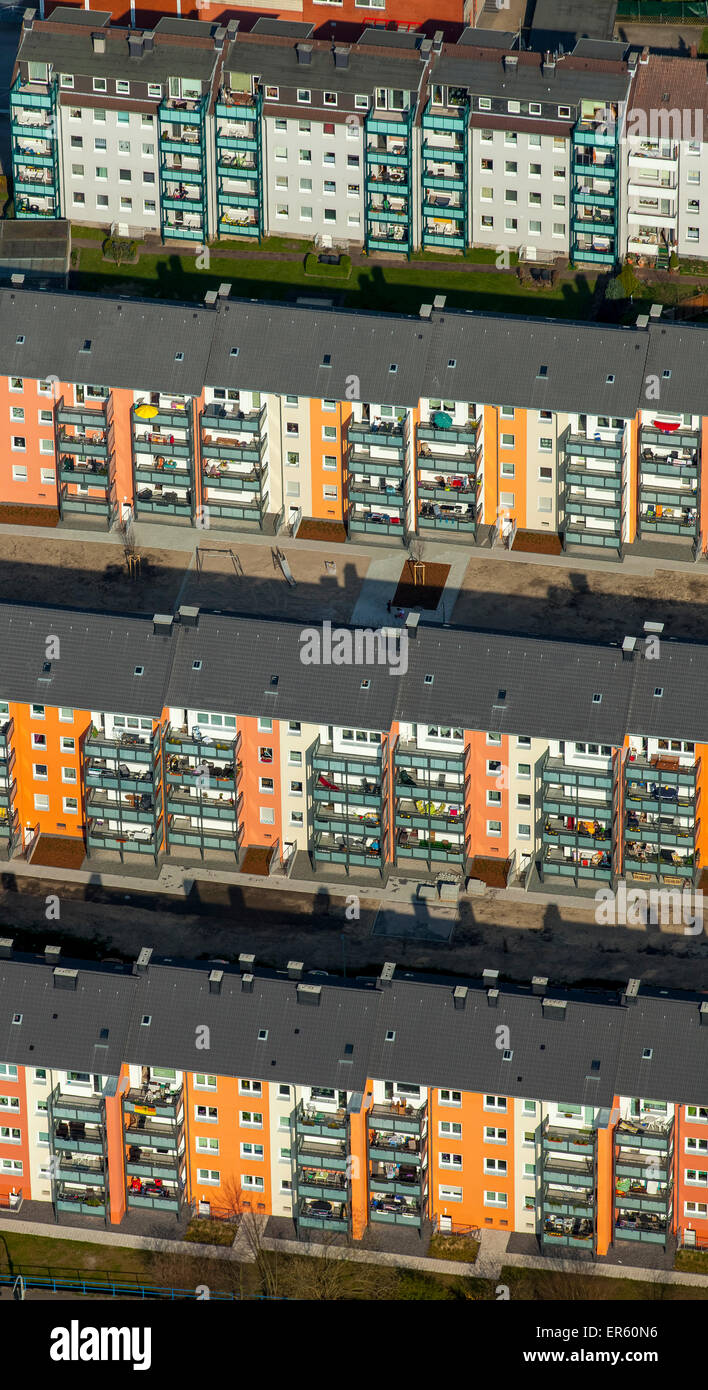 Mehrfamilienhäuser, Wanne-Eickel, Herne, Ruhrgebiet, Nordrhein-Westfalen, Deutschland Stockfoto