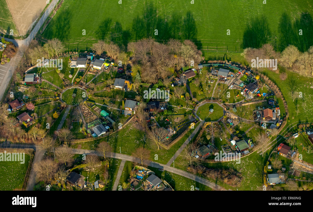 Kleine private Gärten, Heuweg, Stockum, Witten, Ruhrgebiet, Nordrhein-Westfalen, Deutschland Stockfoto