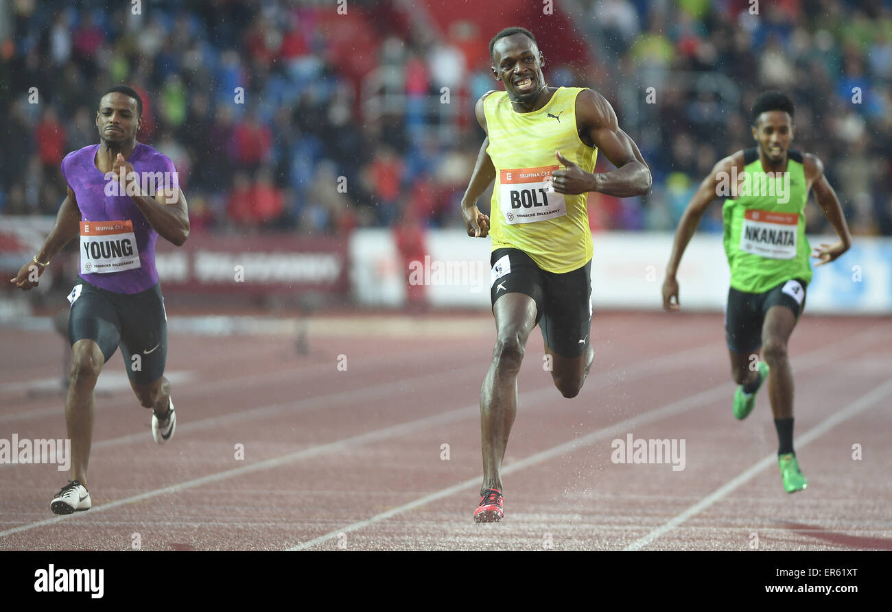 Isiah Young, Usain Bolt, Carvin Nkanata Stockfoto