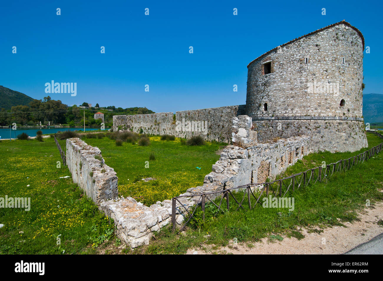 Venezianische Triangular Burg, in der Nähe von Butrint, Albanien Stockfoto