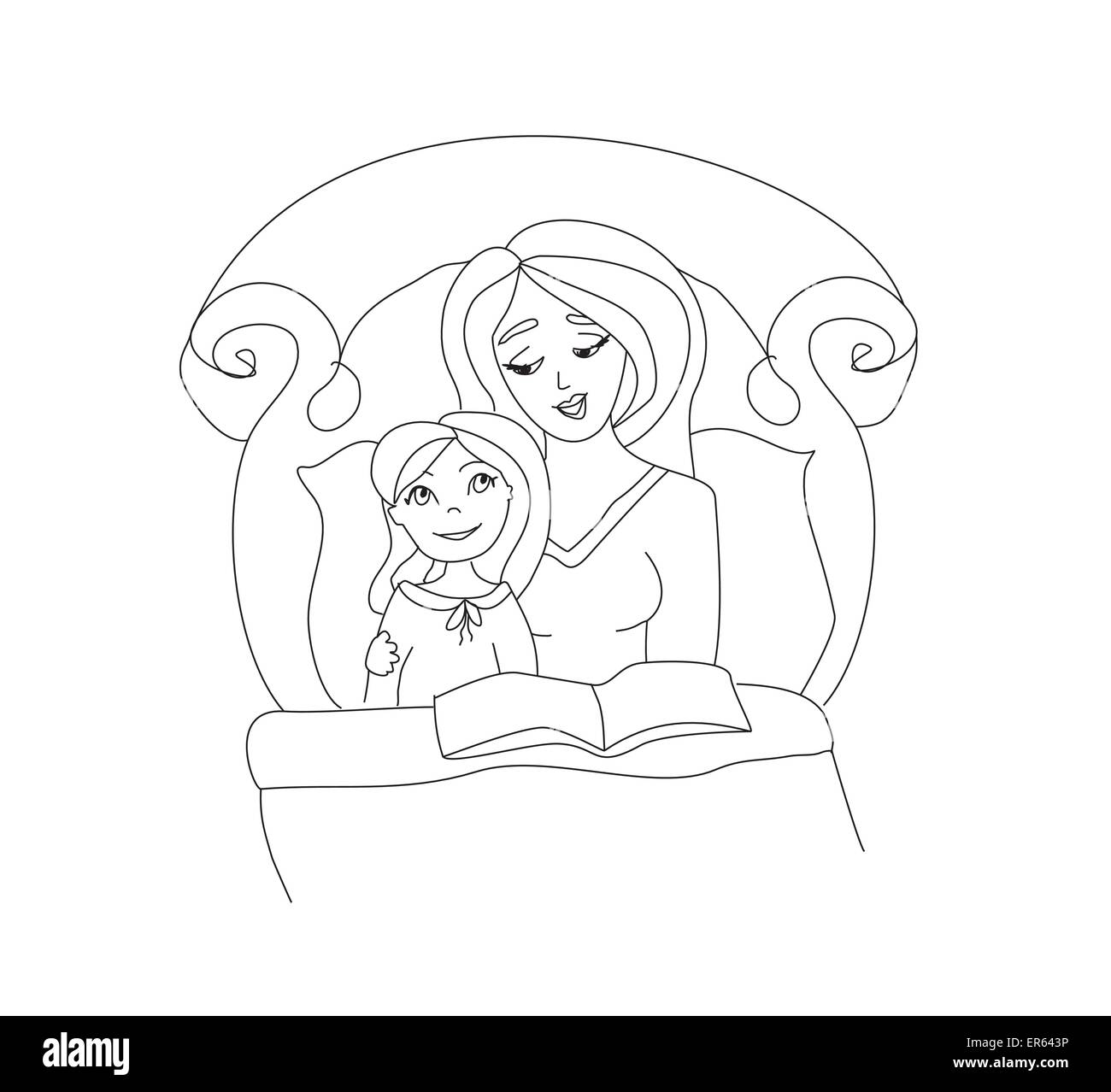 Mutter für ihr Kind ein Buch zu lesen Stock Vektor