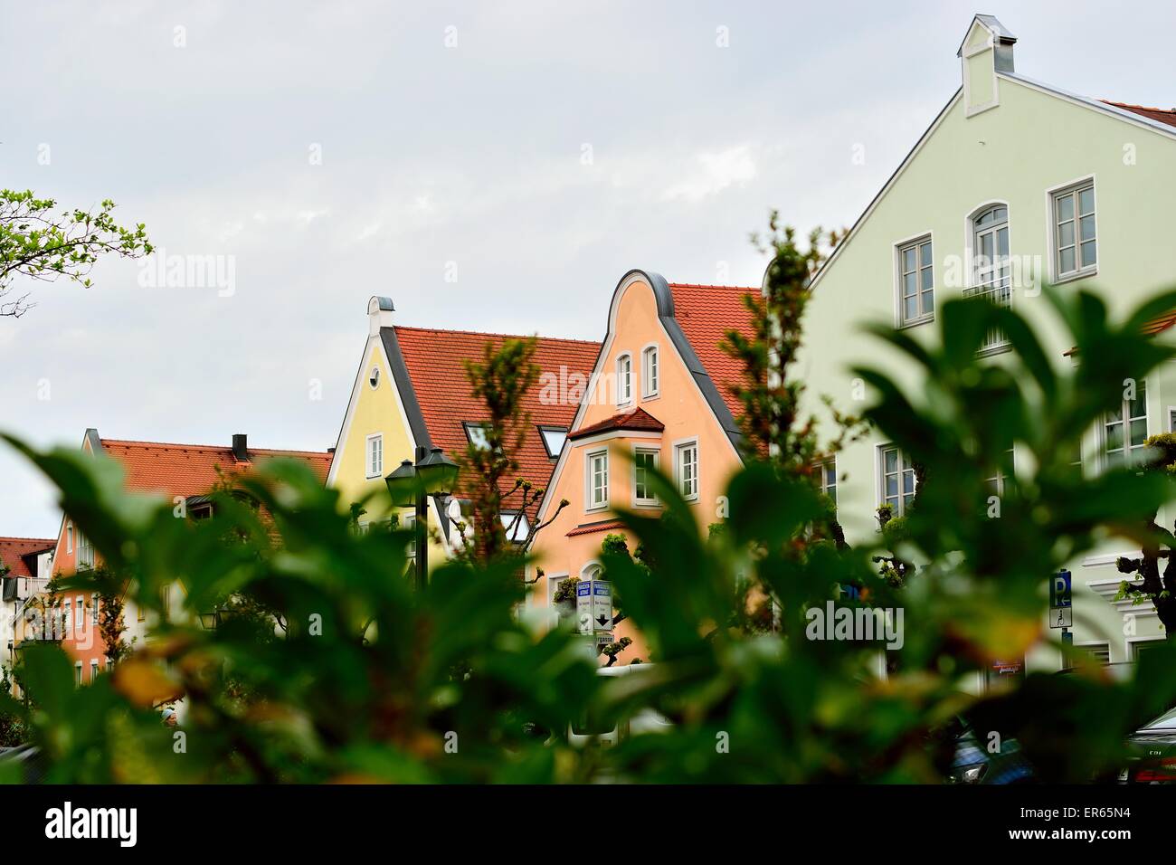 Häuser mit bunten Dächern Stockfoto