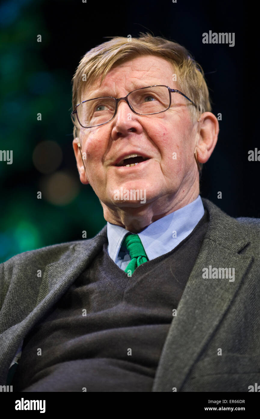 Alan Bennett Dramatiker sprechen auf der Bühne Hay Festival 2015 Stockfoto